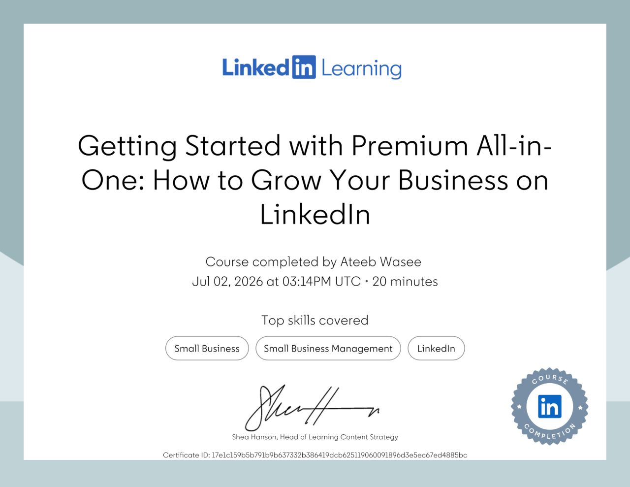 Grow Your Business on LinkedIn Certificate
