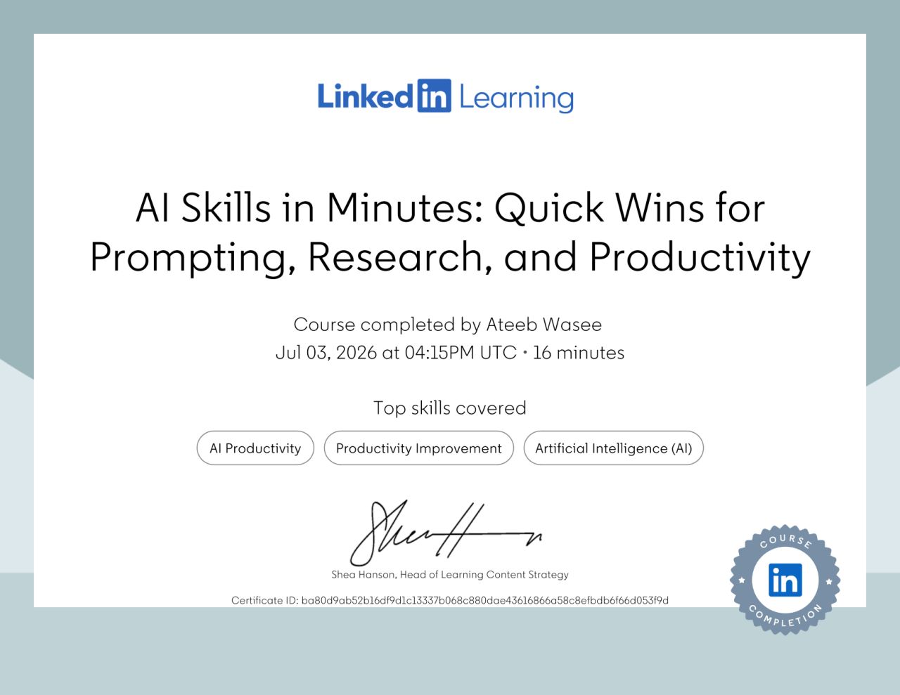AI Skills Certificate